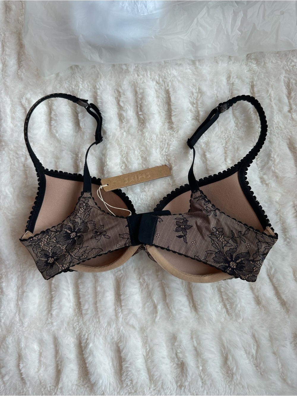 NWT SKIMS Ultimate Picot Push Up Bra in Clay Onyx Lace Print Size 32C - Picture 2 of 8